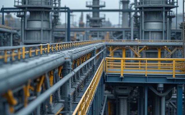 Inspection par drone d'un site industriel complexe, structures métalliques